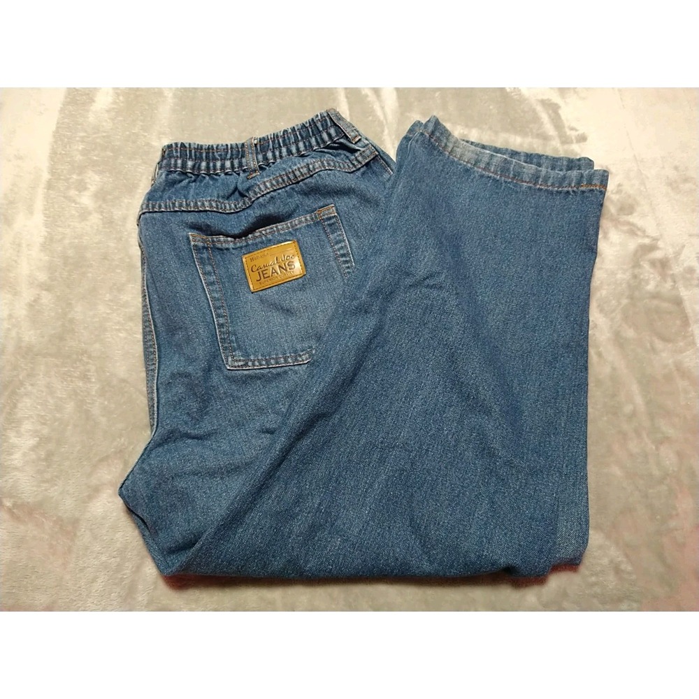 Haband Casual Joe Blue Jeans Men 33x26 Elastic Waist Comfort Cotton Straight
